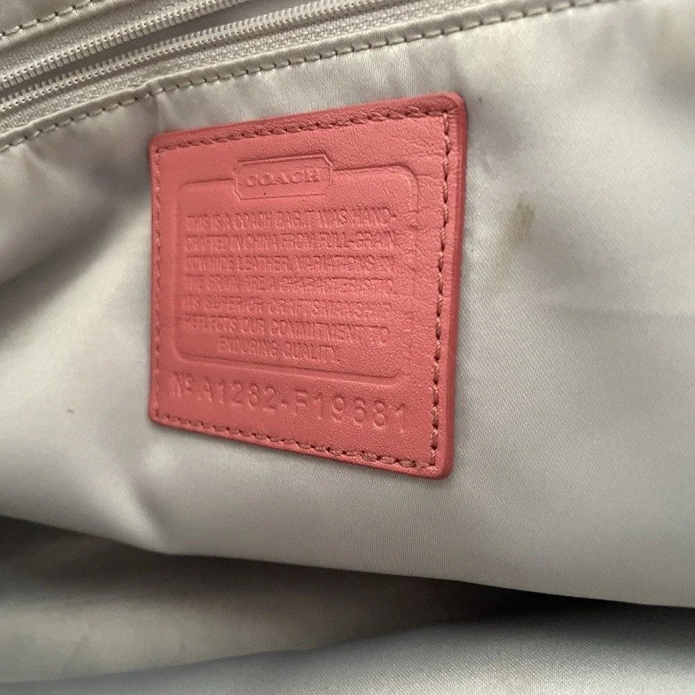 Coach 19681 Perforated Leather Carryall Satchel‎ Shoulder Bag Tote Coral Pink